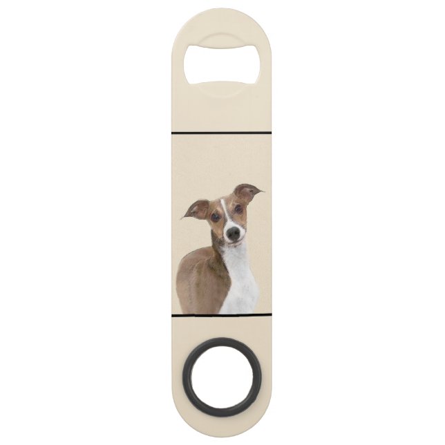 Italian Greyhound Painting - Cute Original Dog Art Bar Key (Back)