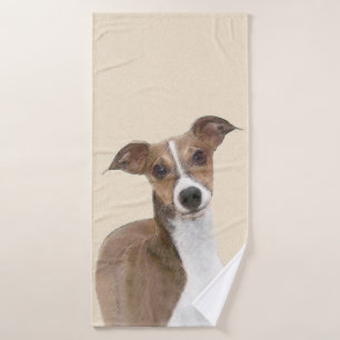 Italian Greyhound Painting - Cute Original Dog Art Bath Towel Set