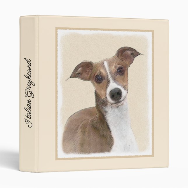 Italian Greyhound Painting - Cute Original Dog Art Binder (Front/Spine)