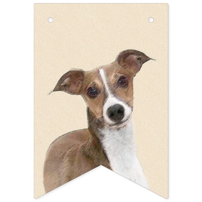 Italian Greyhound Painting - Cute Original Dog Art Bunting Flags (First Flag)