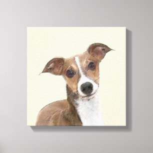 Italian Greyhound Painting - Cute Original Dog Art Canvas Print