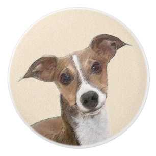 Italian Greyhound Painting - Cute Original Dog Art Ceramic Knob