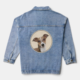 Italian Greyhound Painting - Cute Original Dog Art Denim Jacket