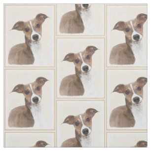 Italian Greyhound Painting - Cute Original Dog Art Fabric