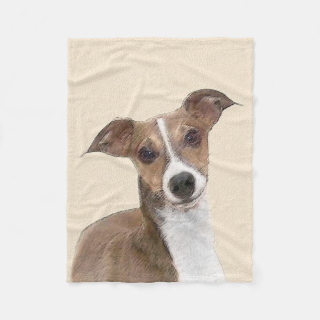 Italian Greyhound Painting - Cute Original Dog Art Fleece Blanket (Front)