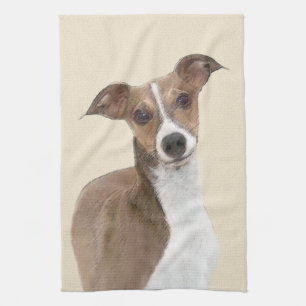 Italian Greyhound Painting - Cute Original Dog Art Kitchen Towel