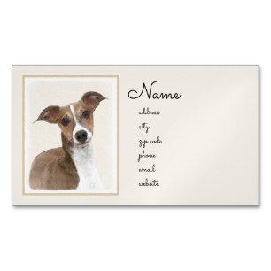 Italian Greyhound Painting - Cute Original Dog Art Magnetic Business Card