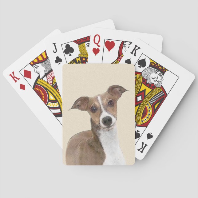Italian Greyhound Painting - Cute Original Dog Art Playing Cards (Back)