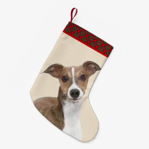 Italian Greyhound Painting - Cute Original Dog Art Small Christmas Stocking