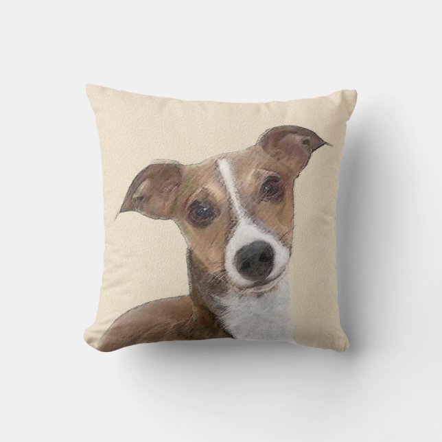 Italian Greyhound Painting - Cute Original Dog Art Throw Pillow (Front)