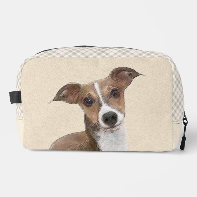Italian Greyhound Painting Sable Original Dog Art Dopp Kit (Front)