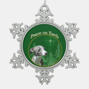 Italian Greyhound Peace Snowflake Pewter Christmas Ornament