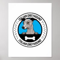 Italian Greyhound Peeking Illustration Badge
