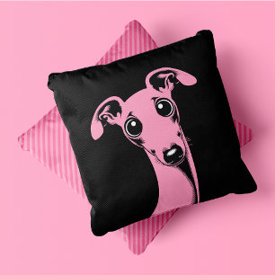 Italian Greyhound Pop Art Pink And Black Throw Pillow