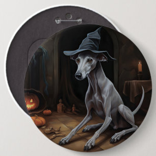 Italian Greyhound Pumpkins Halloween Scary  6 Inch Round Button