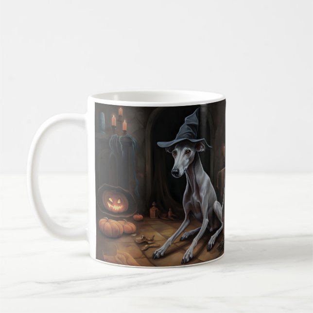 Italian Greyhound Pumpkins Halloween Scary  Coffee Mug (Left)