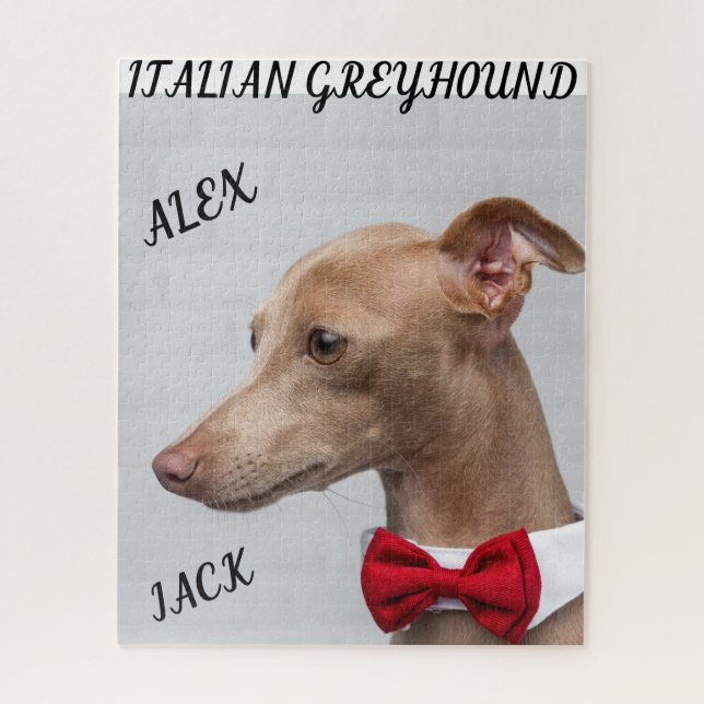 ITALIAN GREYHOUND PUZZLE & PERSONALIZED NAMES. (Vertical)
