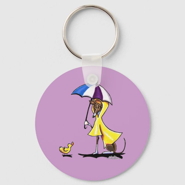 Italian Greyhound Raincoat Keychain (Front)