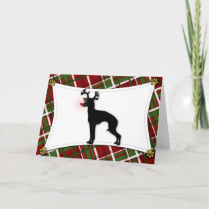 Italian Greyhound Reindeer Christmas Card