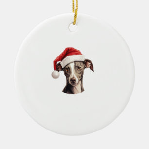 Italian Greyhound Santa Hat Christmas Sweater Pet Ceramic Ornament