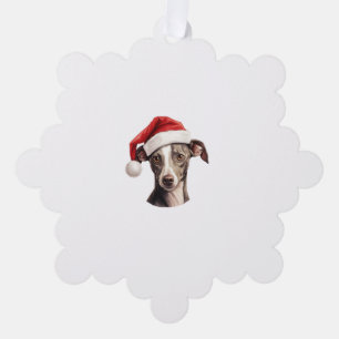 Italian Greyhound Santa Hat Christmas Sweater Pet  Ornament Card