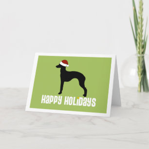 Italian Greyhound Santa Hat Holiday Card