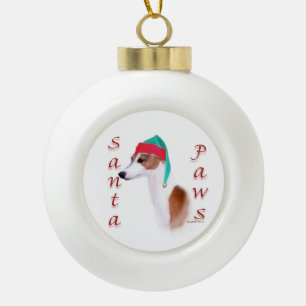 Italian Greyhound Santa Paws Keychain Ceramic Ball Christmas Ornament