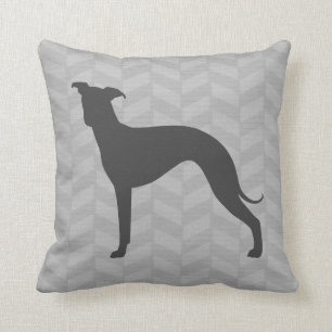 Italian Greyhound Silhouette Iggy Dog Herringbone Throw Pillow