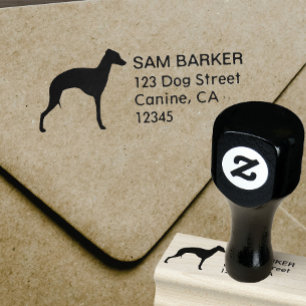Italian Greyhound Silhouette Iggy Return Address Rubber Stamp