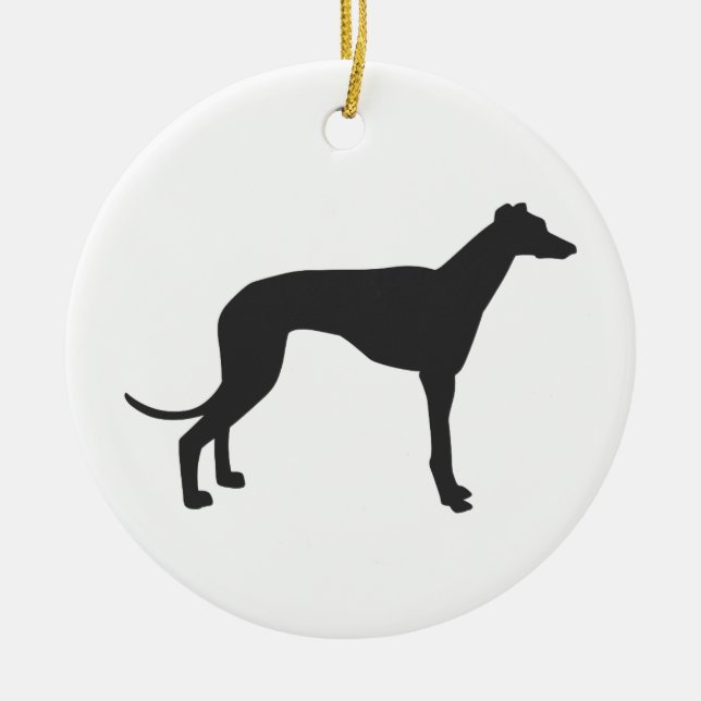 Italian Greyhound silhouette in black Ceramic Ornament (Front)
