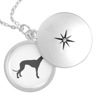 Italian Greyhound silhouette in black Locket Necklace