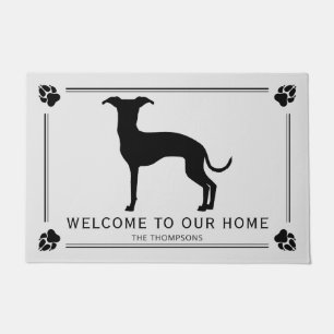 Italian Greyhound Silhouette With Custom Text Doormat
