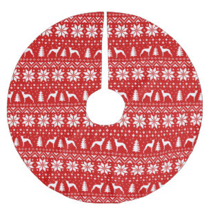 Italian Greyhound Silhouettes Christmas Pattern Brushed Polyester Tree Skirt
