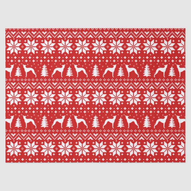 Italian Greyhound Silhouettes Christmas Pattern Tissue Paper (Front)