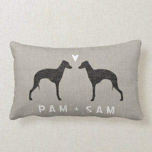 Italian Greyhound Silhouettes Love - Personalize Lumbar Pillow