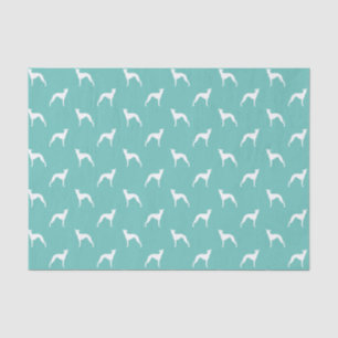 Italian Greyhound Silhouettes Pattern Teal Tissue Paper