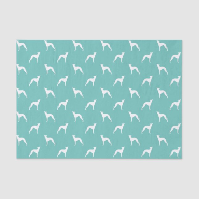 Italian Greyhound Silhouettes Pattern Teal Tissue Paper (Front)