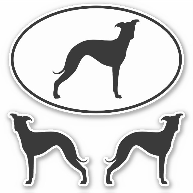 Italian Greyhound Silhouettes Vinyl Sticker Set (Front)