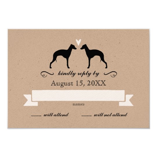 Italian Greyhound Silhouettes Wedding Reply RSVP Card