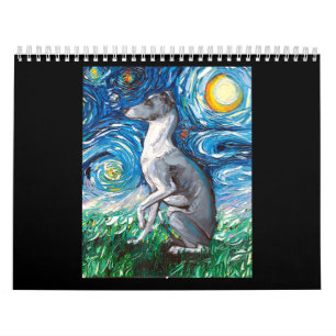 Italian Greyhound Starry Night Whippet Dog Art Calendar