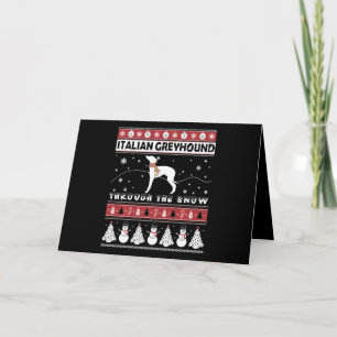 Italian Greyhound Through Snow Cute Christmas Card