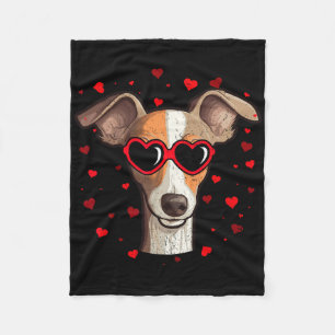 Italian Greyhound Valentine Heart Cute Dog Lovers  Fleece Blanket