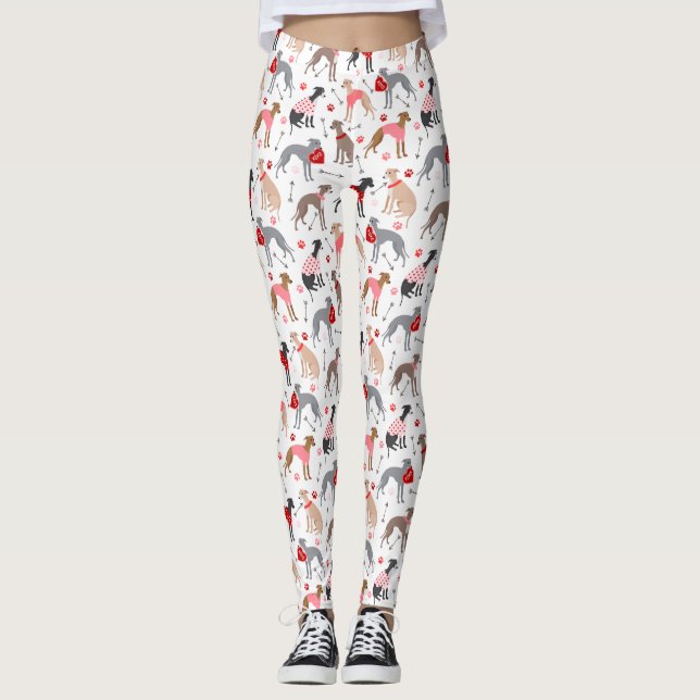 Italian Greyhound Valentine Pattern Leggings (Front)
