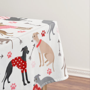 Italian Greyhound Valentine Pattern Tablecloth