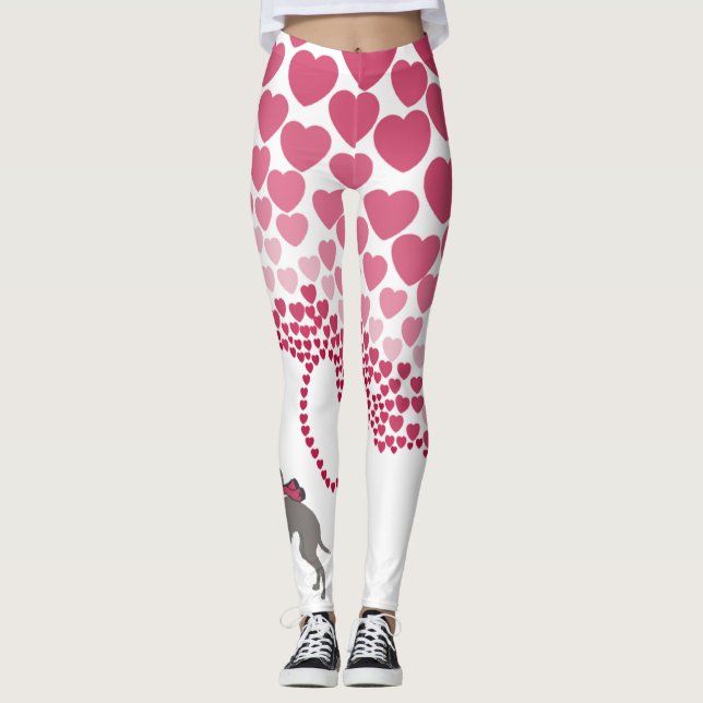Italian Greyhound Valentines Day Leggings, Iggy Leggings (Front)