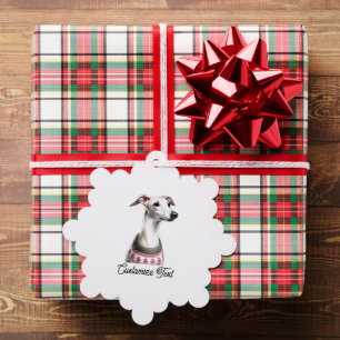 Italian Greyhound Watercolor Editable Christmas Ornament Card