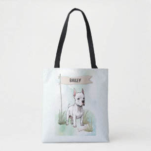 Italian Greyhound Watercolor Personalized Dog Tote Bag