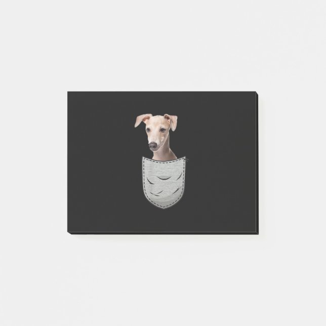 Italian Greyhound Whippet Chest Pocket For Dog Own Post-it Notes (Front)