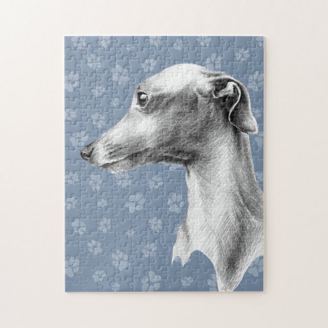Italian Greyhound Whippet dog portrait drawing art Jigsaw Puzzle (Vertical)