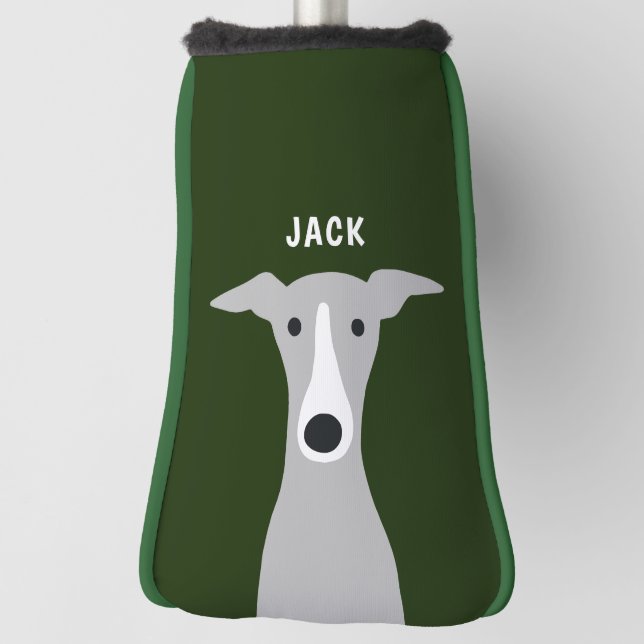 Italian Greyhound Whippet Dog with Custom Name Golf Head Cover (Rotate 90)